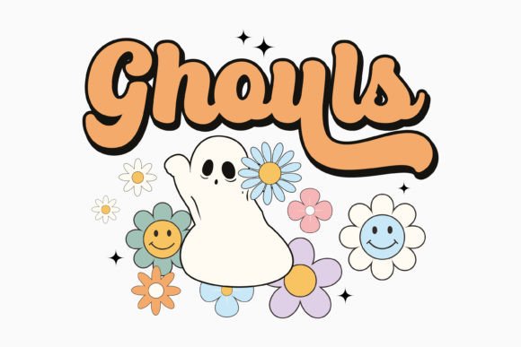 Ghouls Halloween Retro Graphics for Editorial Crafts