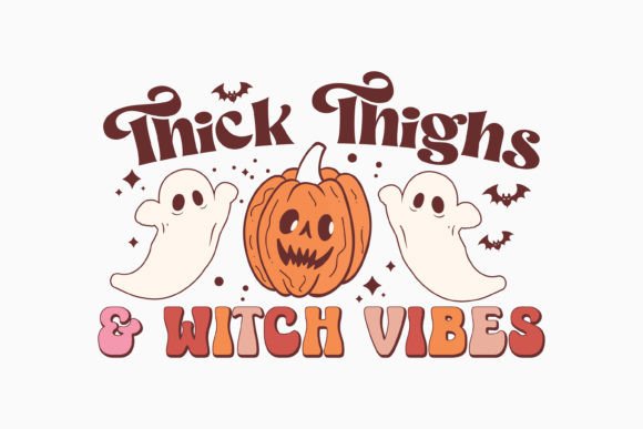 Halloween Thick Thighs Witch Retro Svg: Graphics & Crafts