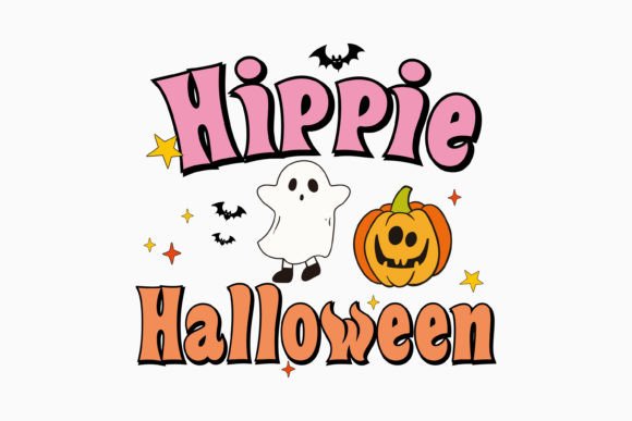 Hippie Halloween Retro Graphics for Seasonal Crafts