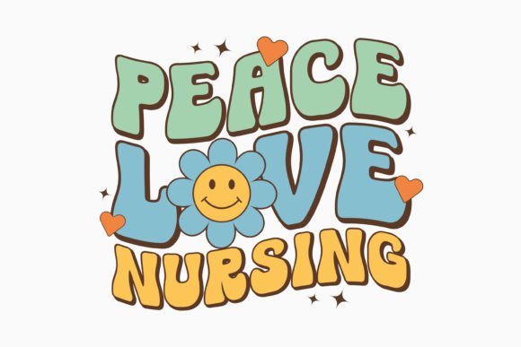 Peace Love Nursing Retro Nurse Graphics for Crafts